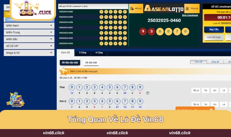 Người chơi dự đoán và đặt cược vào một con số cụ thể trong lô đề VIN68