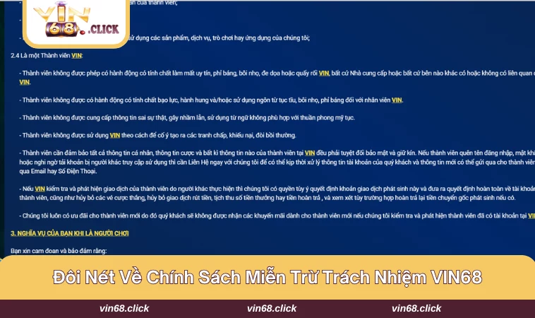 Tuân thủ chính sách miễn trừ trách nhiệm VIN68 để giảm thiểu tranh chấp