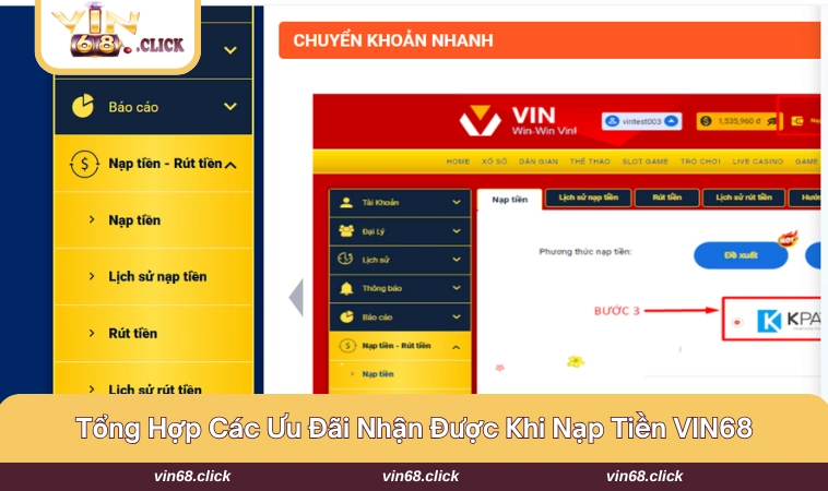 Chương trình khuyến mãi đa dạng cho hội viên khi nạp tiền VIN68
