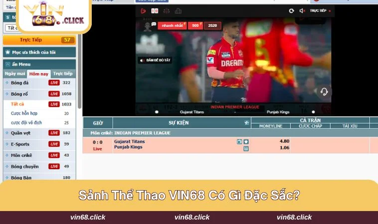 Thể thao VIN68 luôn nổi bật và là điểm đến lý tưởng của cược thủ