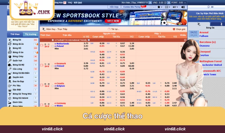 Sảnh thể thao là sân chơi được yêu thích nhất nhì tại VIN68